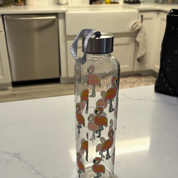 Flamingo Print Glass Water Bottle - Picture 4 of 4